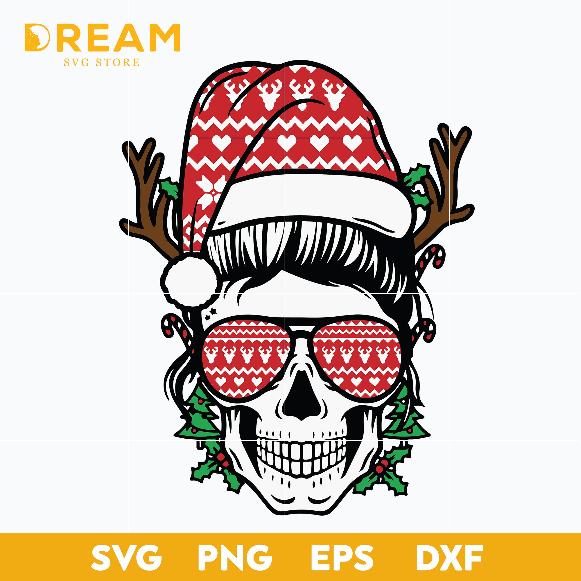Download Skull Christmas Svg Christmas Svg Png Dxf Eps Digital File Crm1511 Dreamsvg Store