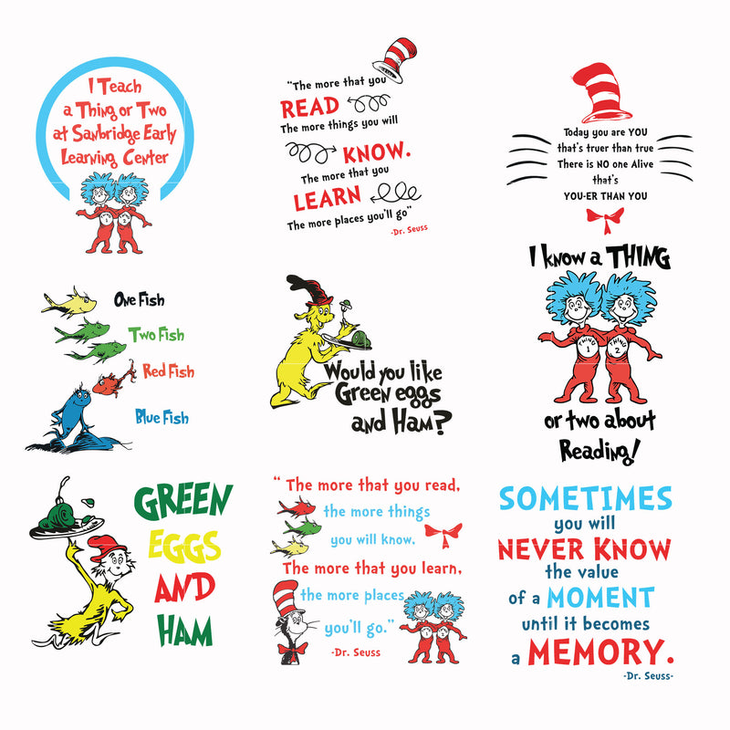 Dr seuss bundle svg, dr seuss svg, green eggs and ham dr seuss quotes