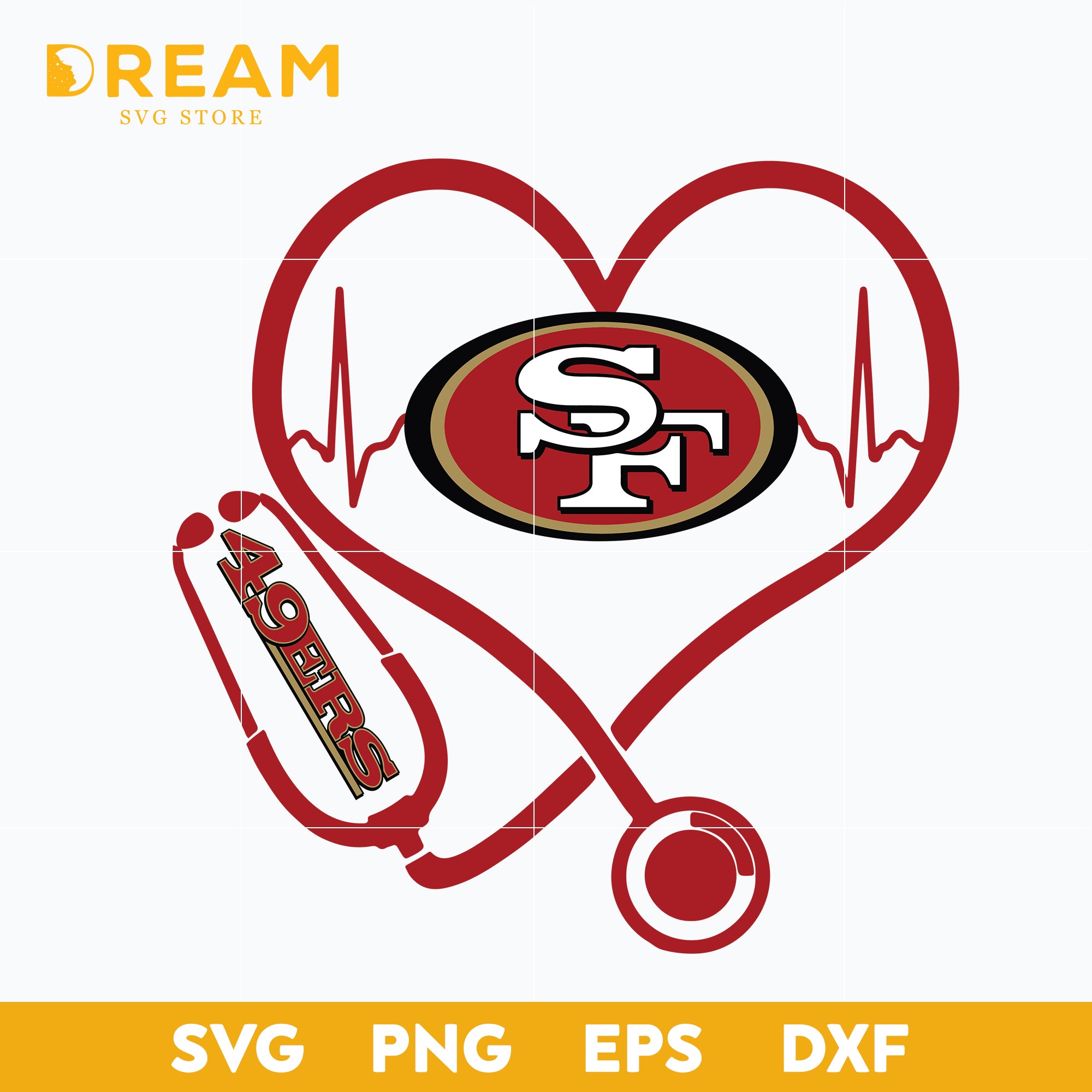 San Francisco 49ers Logo,San Francisco 49ers Heart NFL Svg Dxf Eps Png –  lasoniansvg