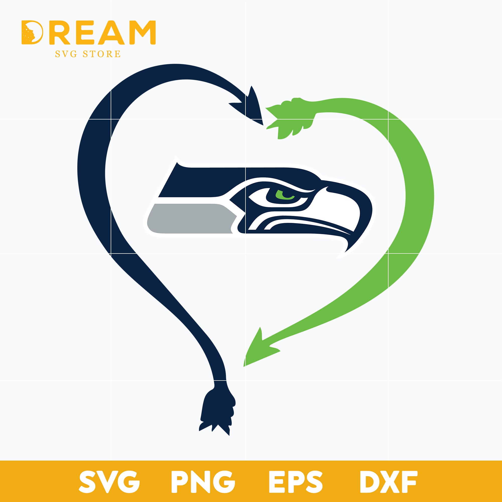 Seattle Seahawks Heart Svg Seahawks Heart Svg Nfl Svg Png Dxf Eps