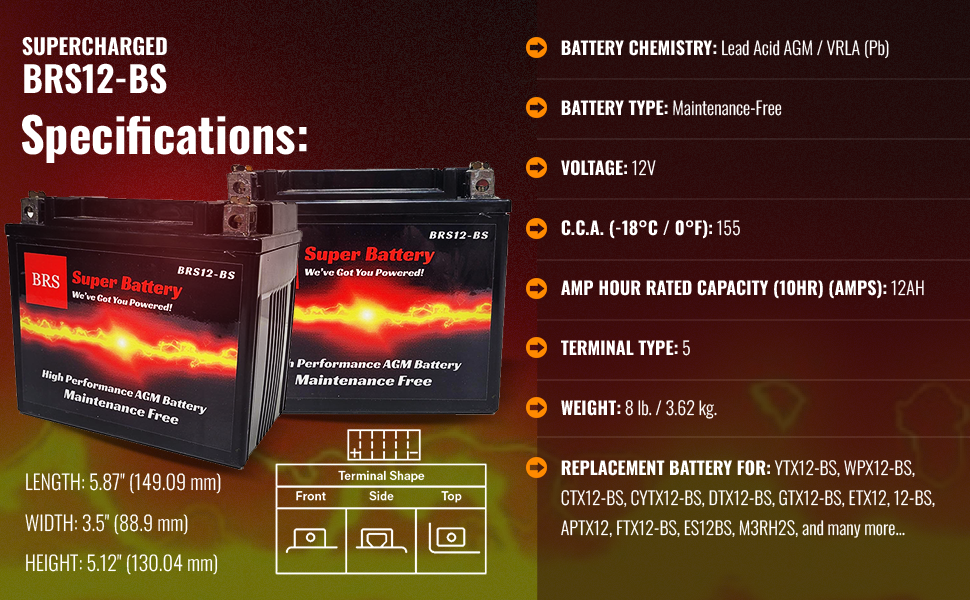 ytx12-bs oem replacement battery