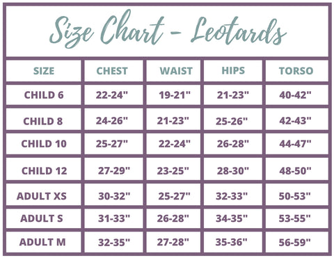 Destira Leotards Size Chart