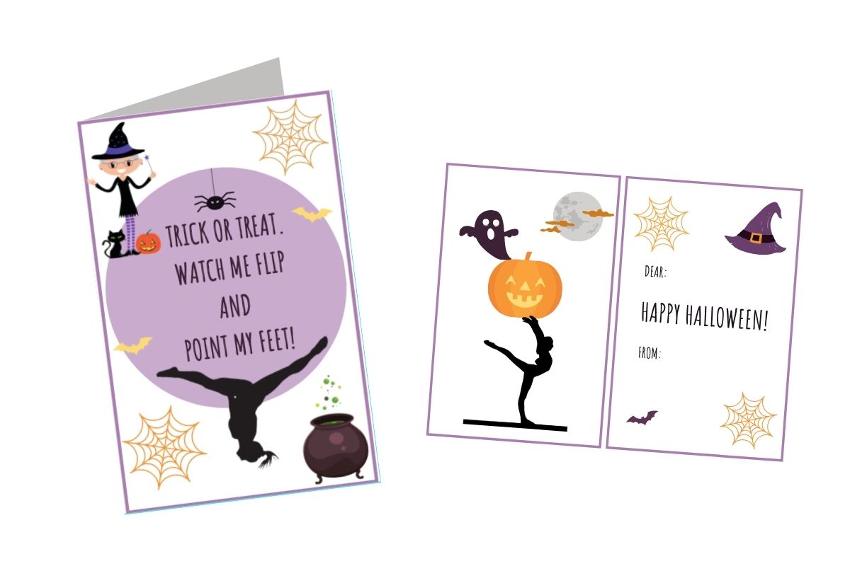 Gymnastics Halloween Card Printable by Stick It Girl