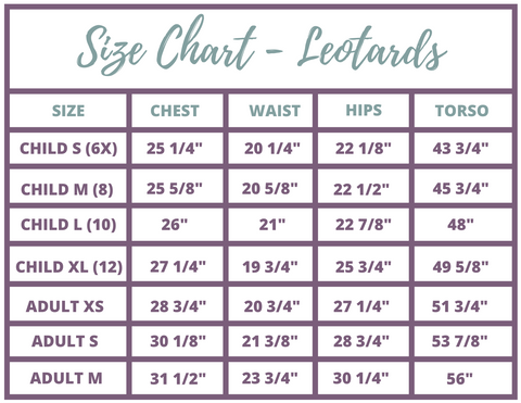 Gymnastics Leotard Sizing Chart Destira - Stick It Girl Gymnastics Gift Shop