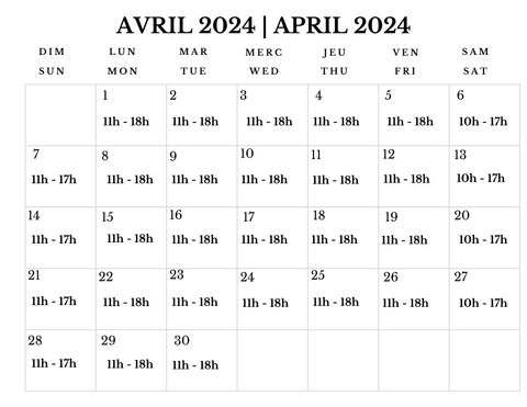 April Schedule