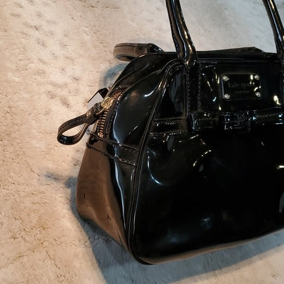 Kate Spade Black Patent Leather Hand Bag With Bow – Stylized Thrift Boutique