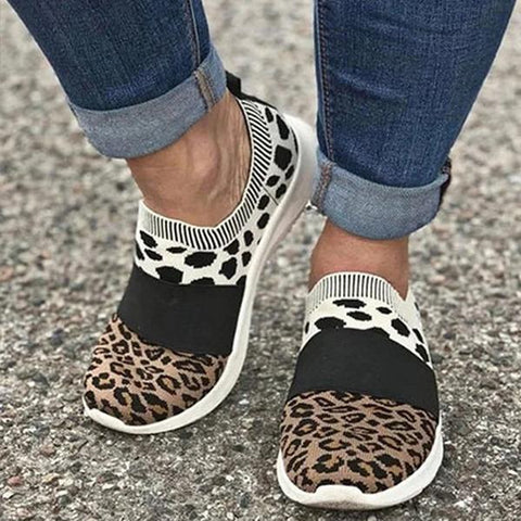 leopard flat sneakers