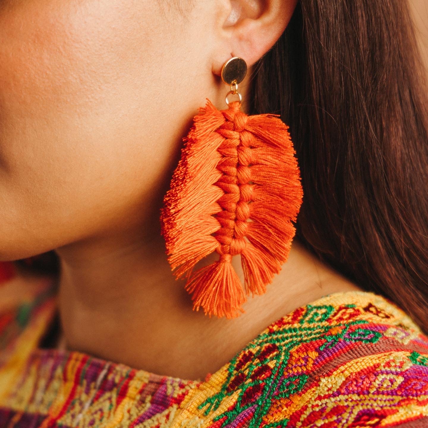 Artistic Rubber Tubing Naya Earrings Orange