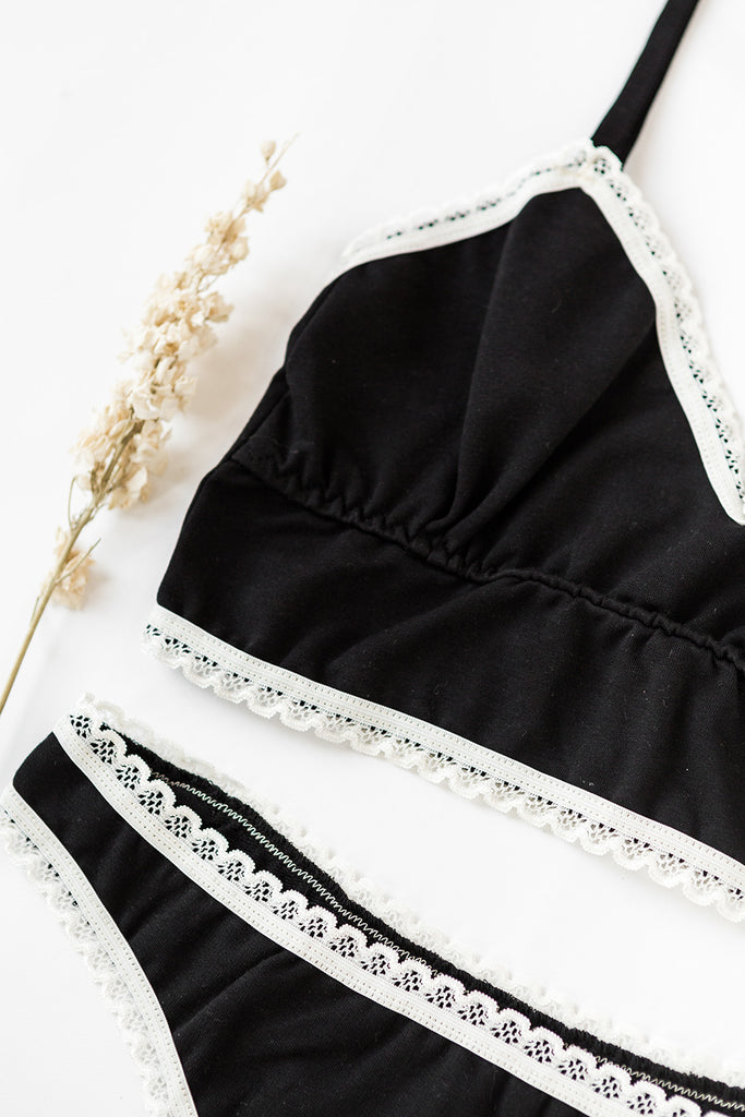 Organic Cotton and Bamboo Bralette Gold & Black, Sexy Lingerie ,organic  Lingerie, Soft Bra, Lacey Bra Ethical Lingerie, Crop Top 