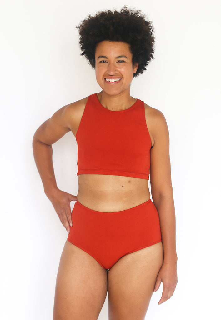 Organic Cotton Wide Strap Bralette in Rust, Ethical & Sustainable Lingerie