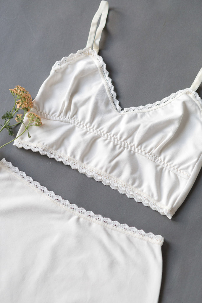 Organic Cotton and Lace Full Briefs - White