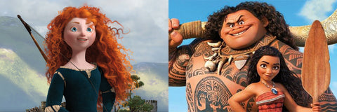 Brave & Moana with curly-haired lead characters
