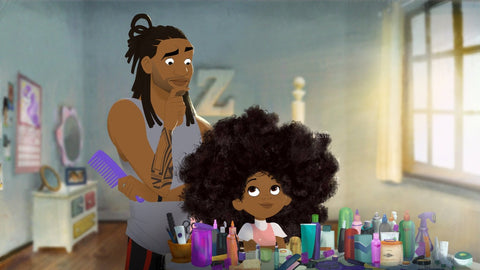 Hair Love with large curly haired characters