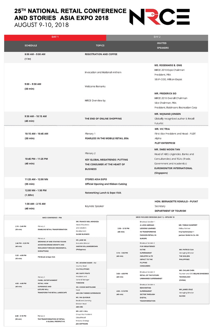 25TH NATIONAL RETAIL CONFERENCE AND STORES ASIA EXPO 2018