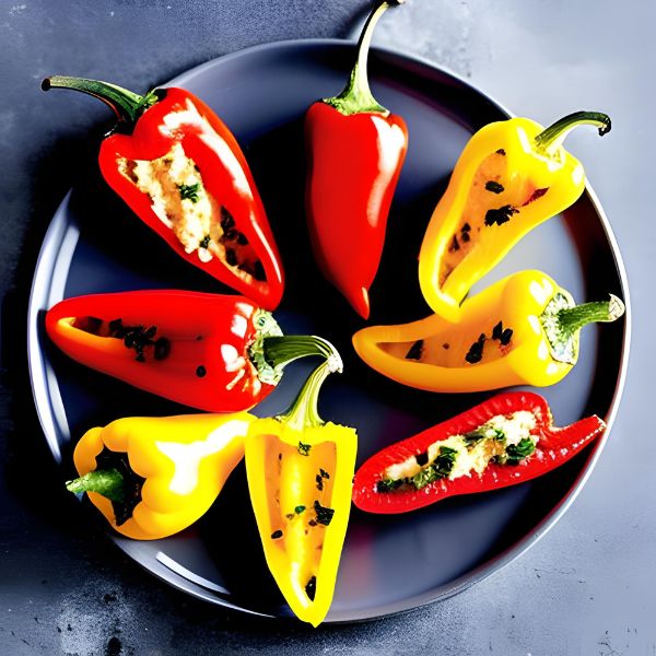 Mini peppers with cream cheese