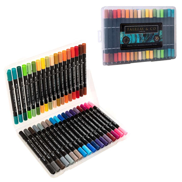 Watercolour Brush Pens Set - Dual Tip / 36 Pieces