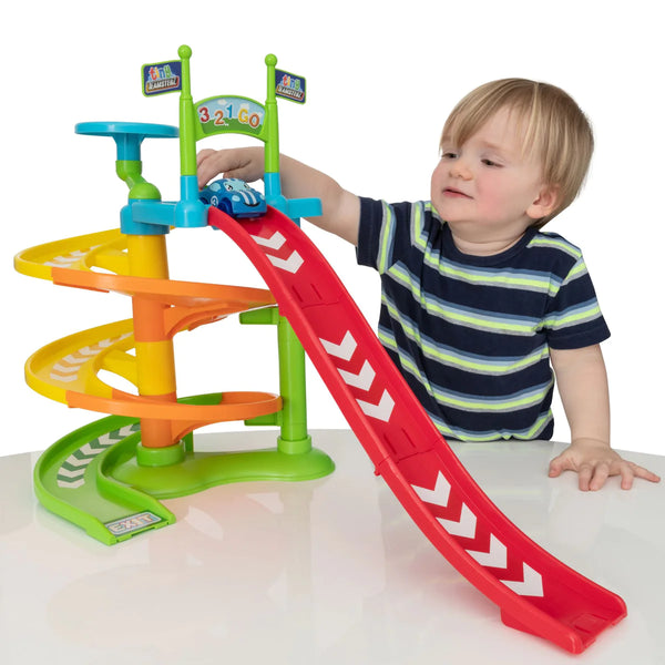 Tiny Teamsterz Spiral Raceway Launcher | Includes 1 Soft Touch Car