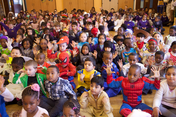 Children in fancy dress for world book day