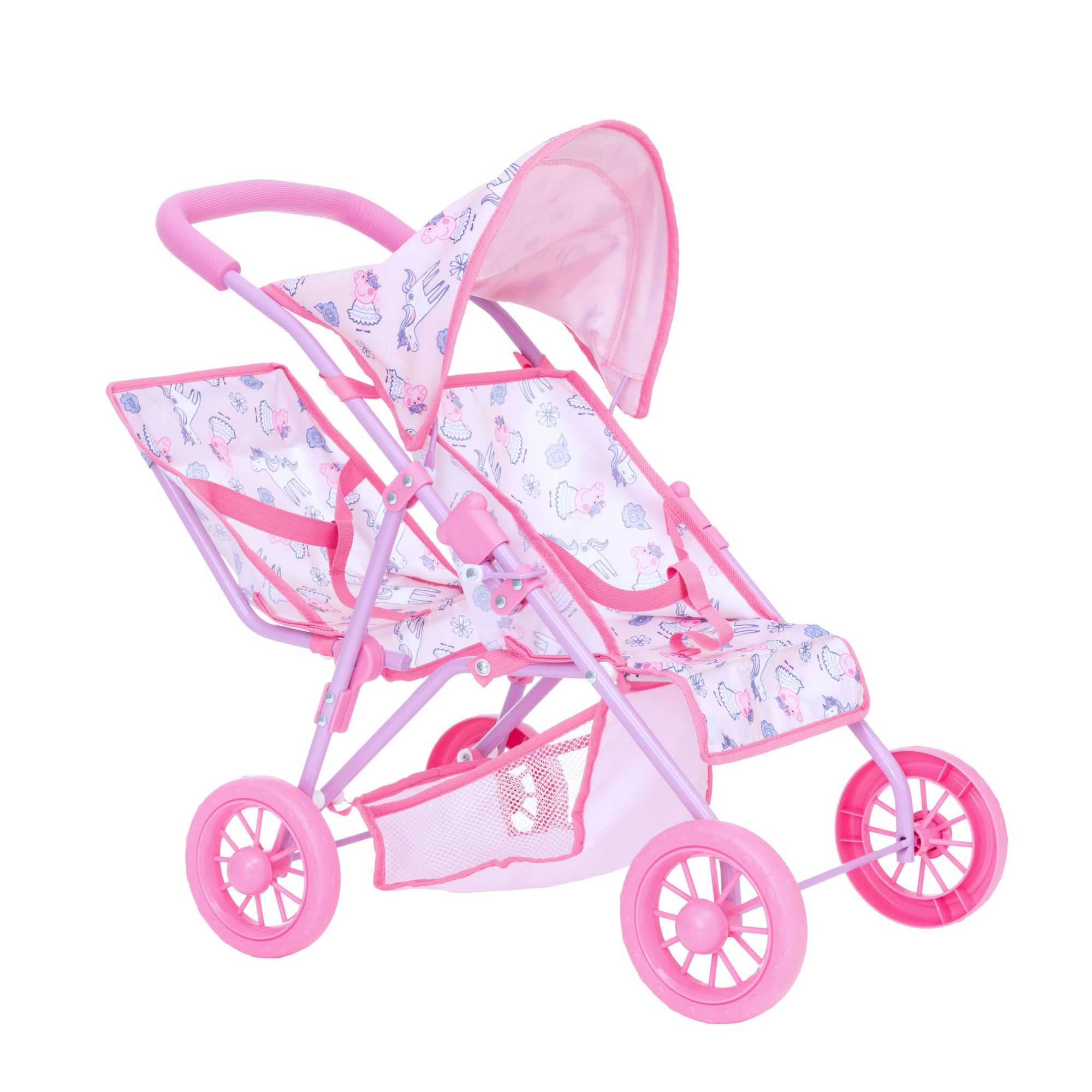 Peppa Pig Tandem Double Dolls Pushchair - Pink