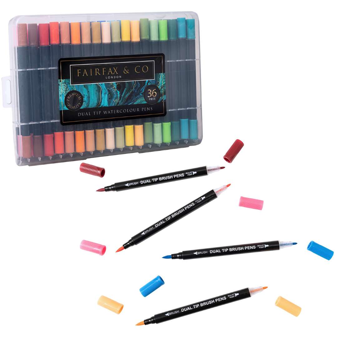 Image of FairFax & Co Dual Tip Watercolour Brush Pens - 36 Piece Set