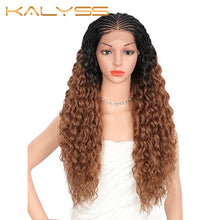 Load image into Gallery viewer, Kalyss 28 Inch Hand Braided Wigs for Black Women Synthetic Lace Front Wig with Baby Hair Curly Wavy for Cosplay wig Women Wigs

