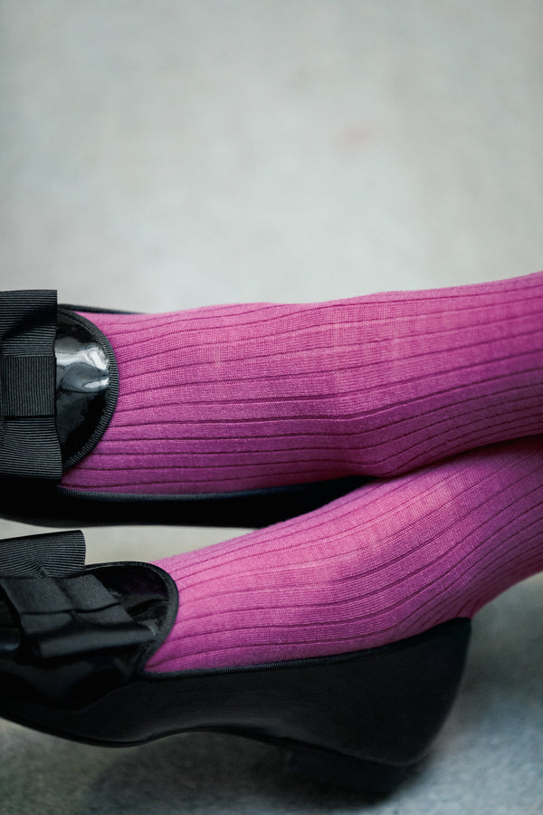 Chaussettes hautes femme TREKKING ultra-cool LINEN CREW violet