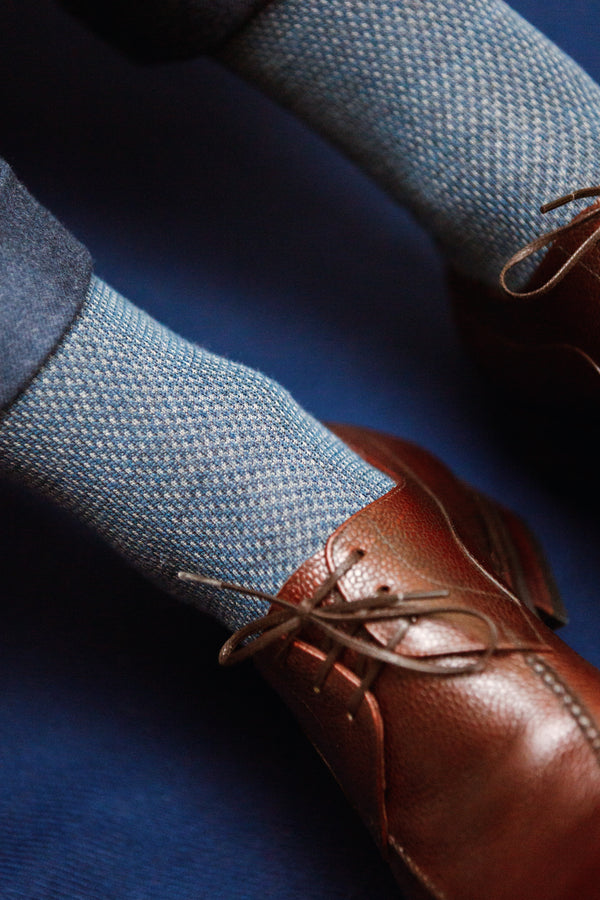 Denim blue & Grey - Birdseye - Wool & Cotton lisle