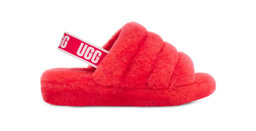 red fluffy uggs