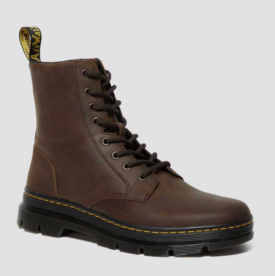 Dr Martens - Combs Leather Boots - Crazy Horse Brown – The Foot Factory