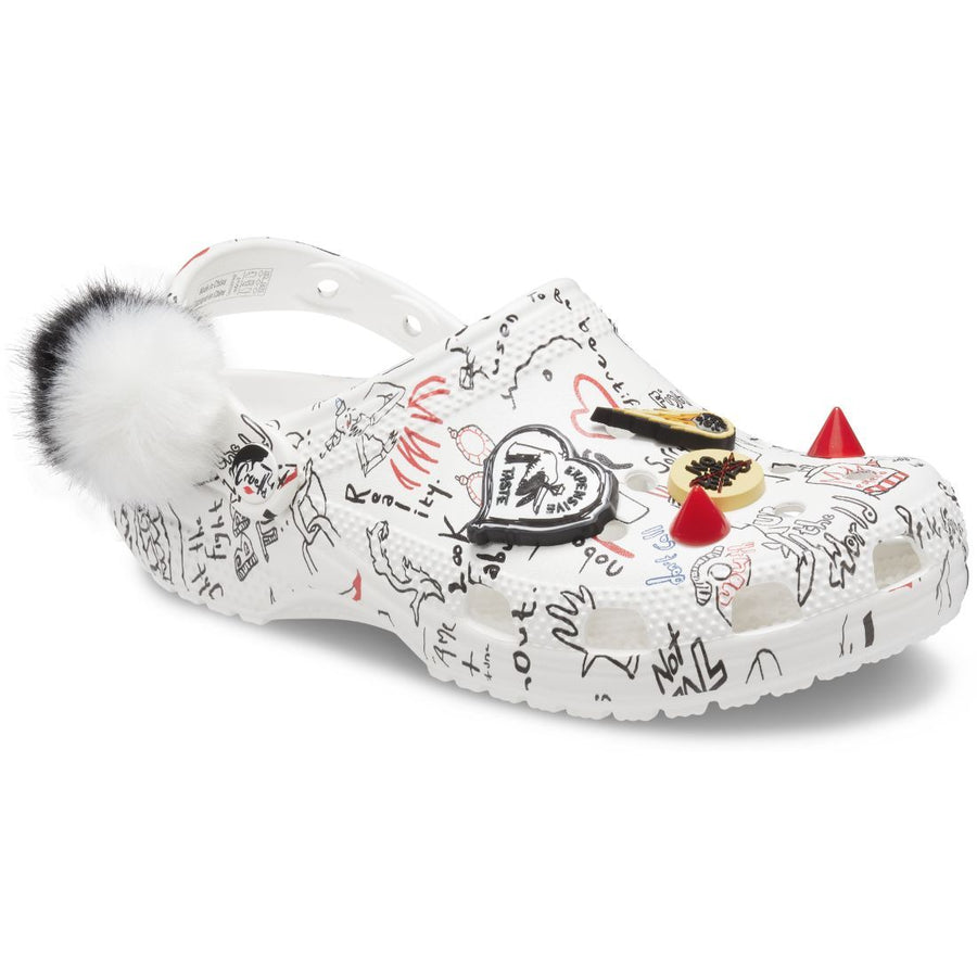 cruella crocs white