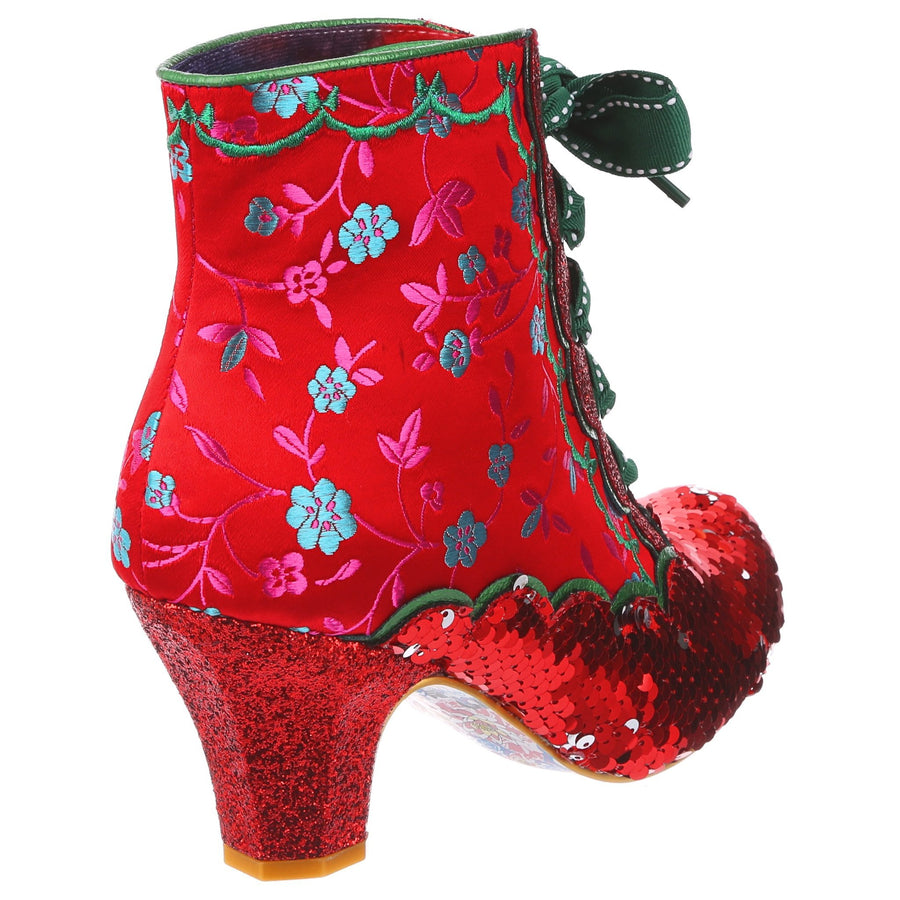 Irregular Choice Womens Chinese Whispers Heeled Ankle Boot Red The Foot Factory