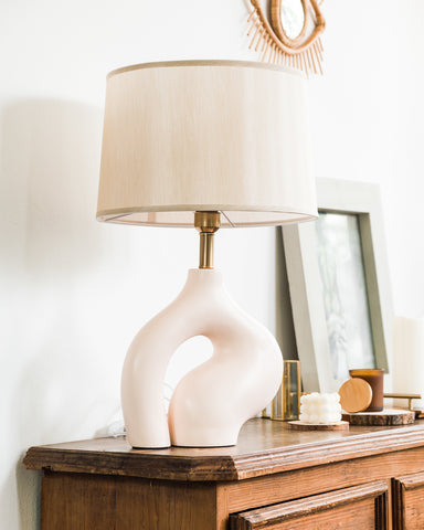 large beige table lamp