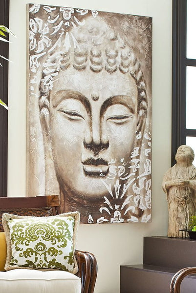 The canvas painting of Buddha or the one who has known the truth