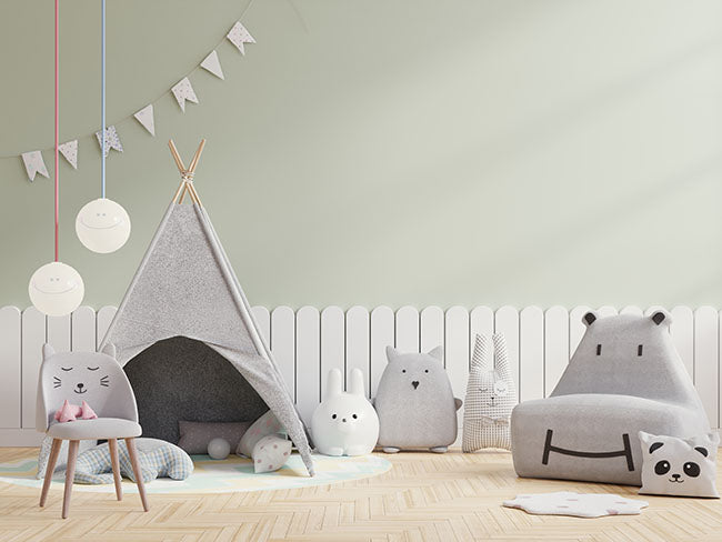 Children room with gray sofa and beautiful lights - ZenQ Designs