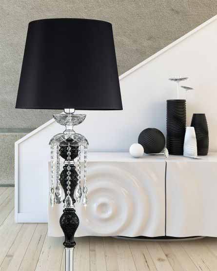 Elegant black floor lamp with Swarovski crystals I ZenQ Designs
