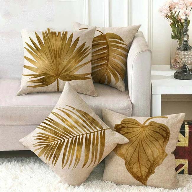 Golden palm pillowcases - ZenQ Designs