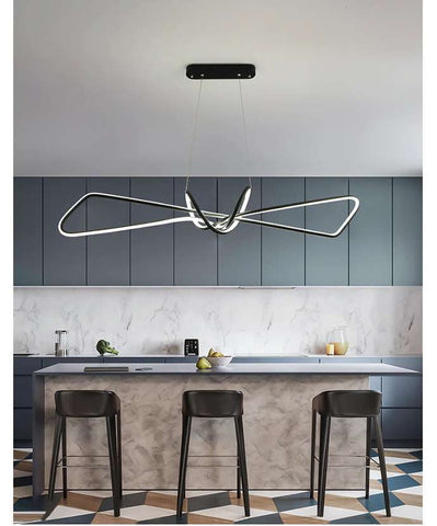 Modern Creative LED Chandelier above a modern kitchen island_ZenQ Designs