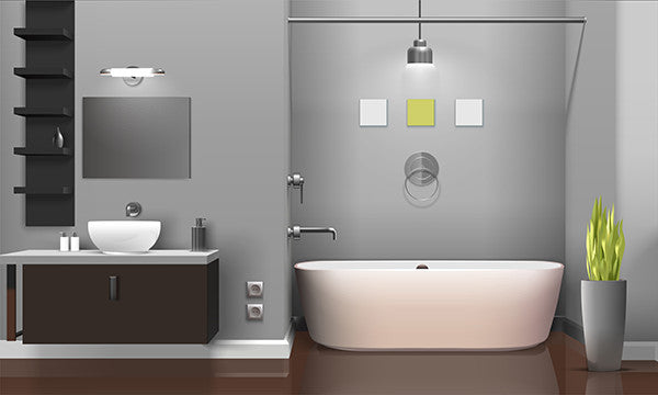 Modern bathroom interior design with contemporary lighting - ZenQ Designs