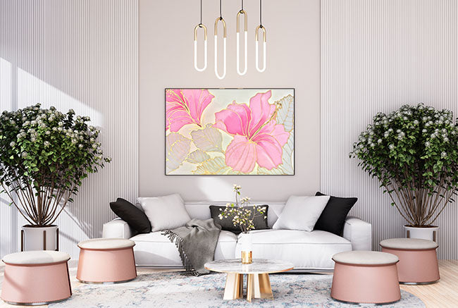 Modern interior fully furnished in pink - ZenQ Designs
