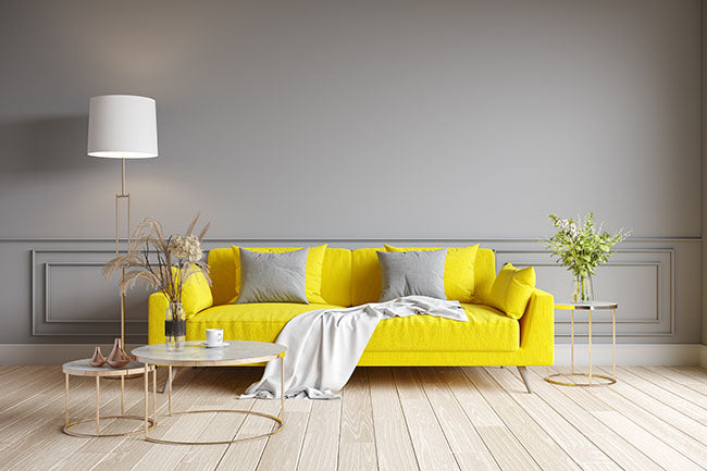 Modern living room with floor lamp - ZenQ Designs
