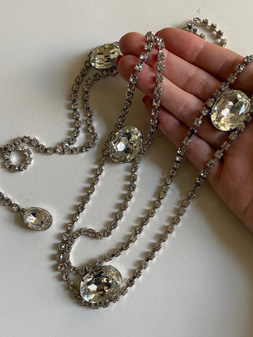 Rhinestone Necklace with Water Damage