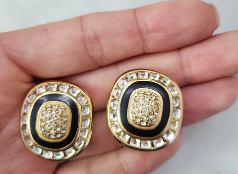 Christian Dior black and rhinestone earrings