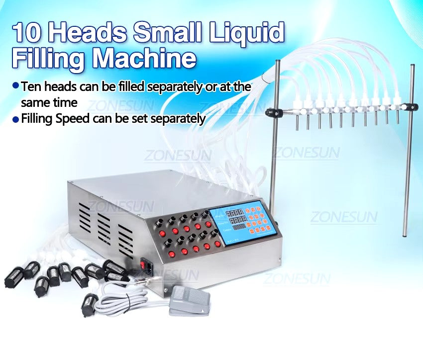 ZONESUN ZS-YTPP10 Electric 10 Nozzles Peristaltic Pump Liquid Filling Machine