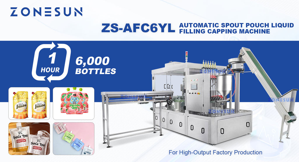 ZONESUN TECHNOLOGY LIMITED Introduces the ZS-AFC6YL Automatic Spout Pouch Liquid Filling Capping Machine for High-Output Factory Production