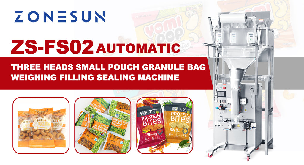 ZONESUN ZS-FS02 Full Automatic Three Heads Small Pouch Granule Bag Weighing Filling Sealing Machine: A Game-Changer in Packaging Efficiency