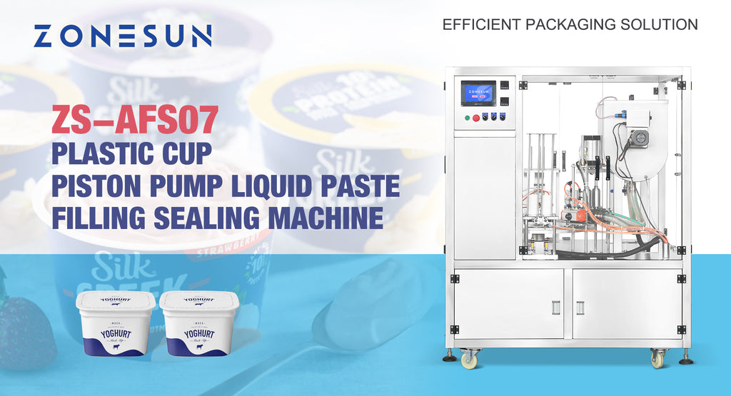 ZONESUN ZS-AFS07 Plastic Cup Piston Pump Liquid Paste Filling Sealing Machine: Efficient Packaging Solution