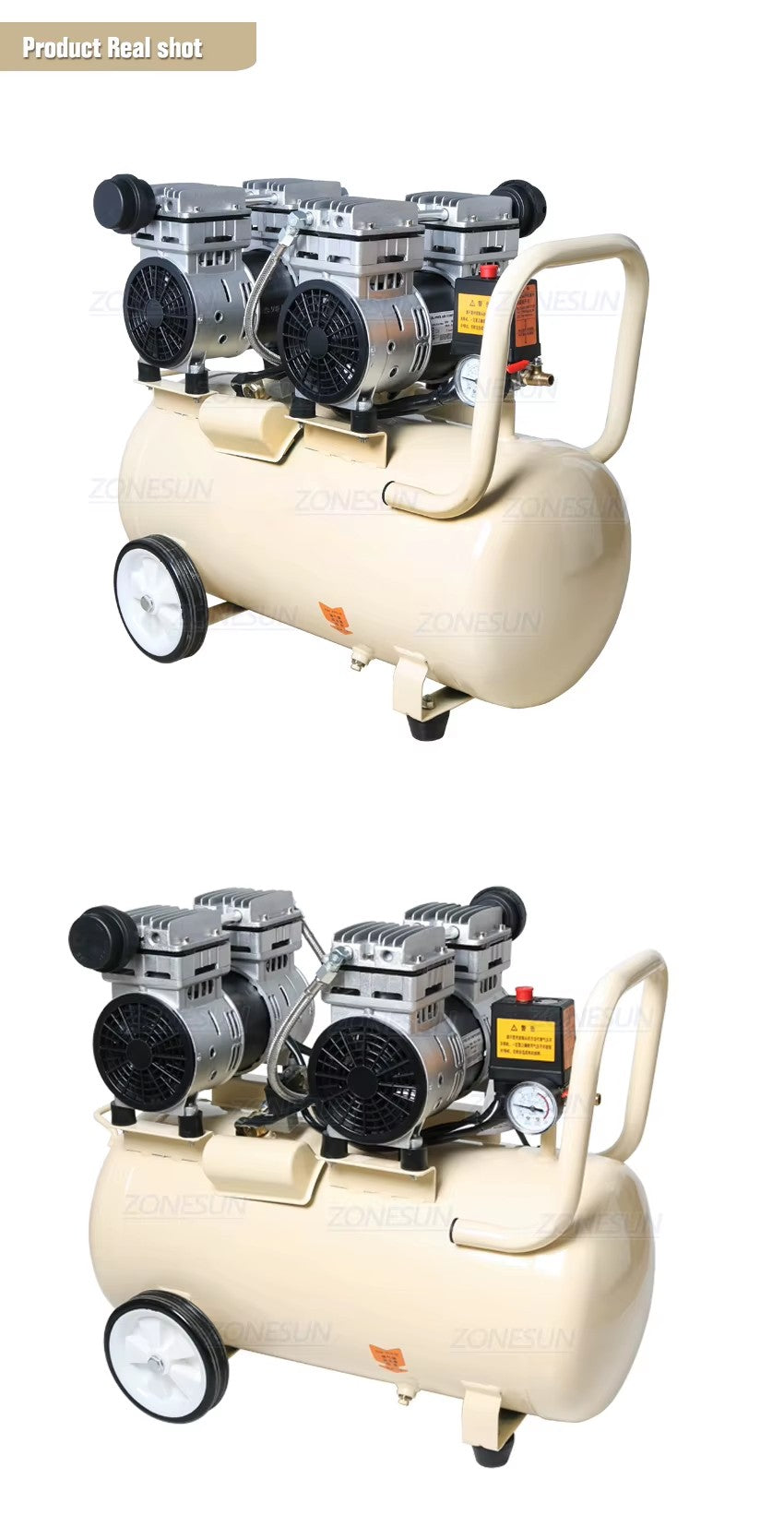 ZONESUN Powerful Pure Copper Piston Type Mute Oil-Free Air Compressor