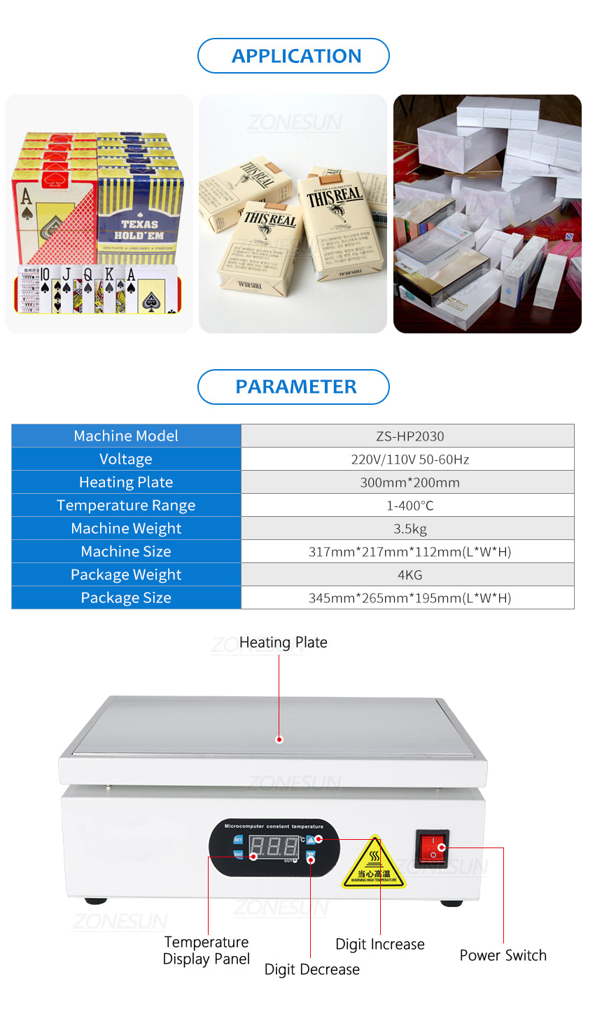 ZONESUN Digital Manual Cellophane Wrapping Machine