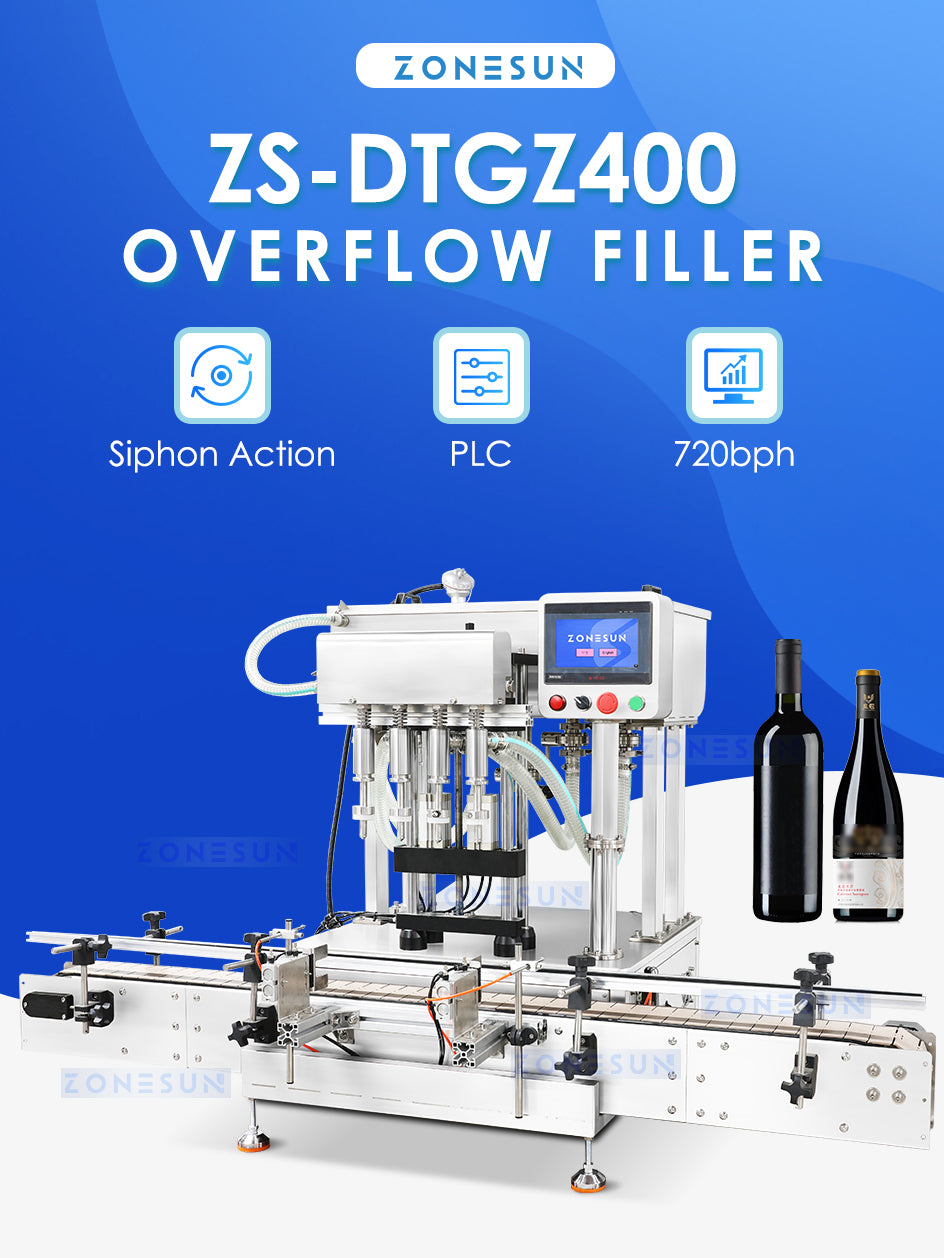 ZONESUN Automatic Tabletop Overflow Filler Wine Filling Machine ZS-DTGZ400