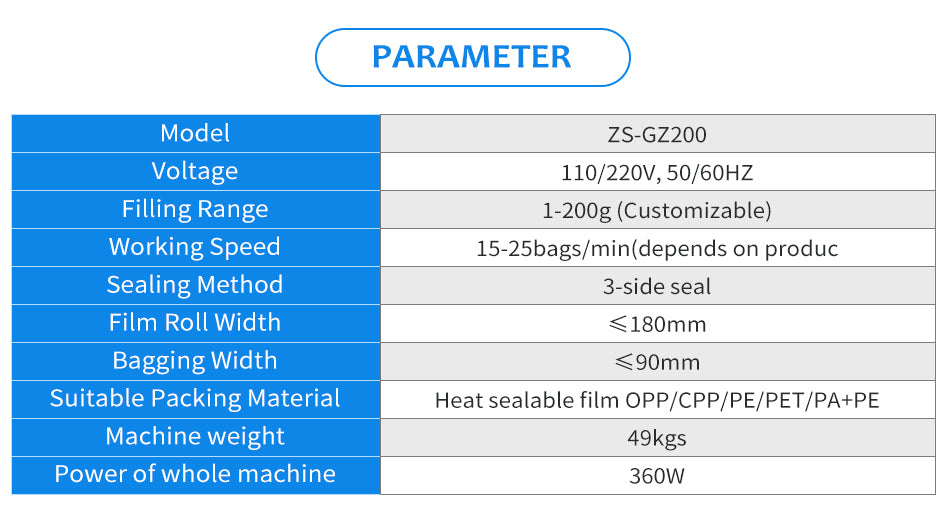 ZONESUN ZS-GZ200 Weighing Powder Filling And Three Side Sealing Machine